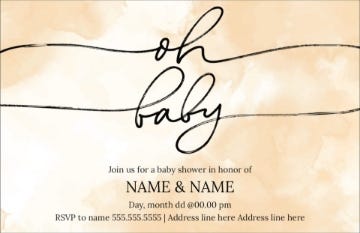 Picture of Chic Oh Baby Invite - 4.6" x 7.2"