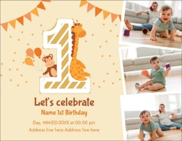 Picture of Classic First Birthday Collage - 4" x 5.5"