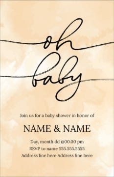 Picture of Chic Oh Baby Invite - 9" x 6"
