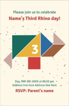 Picture of Paper Animal Invite - 9" x 6"