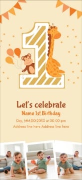 Picture of Classic First Birthday Collage - 8" x 4"