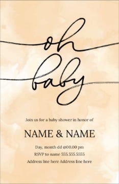 Picture of Chic Oh Baby Invite - 7.2" x 4.6"