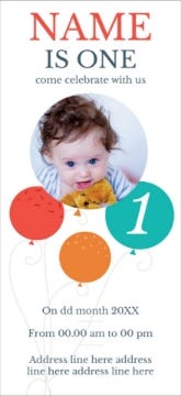 Picture of Balloon Bash First Birthday - 8" x 4"