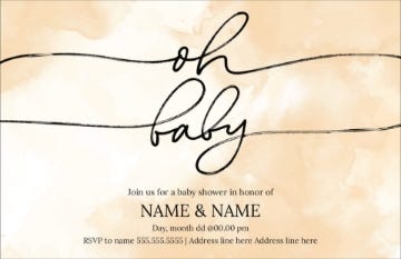 Picture of Chic Oh Baby Invite - 6" x 9"