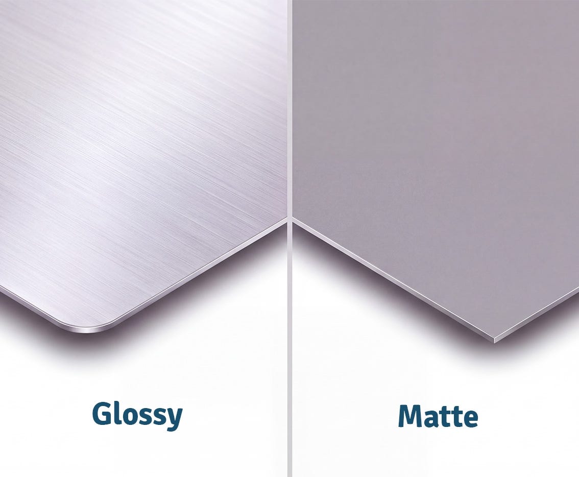 Close-up of durable aluminum metal print material highlighting thickness and quality